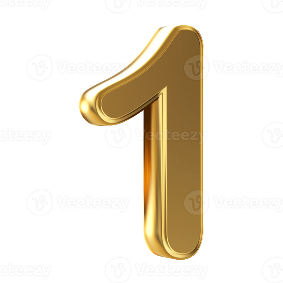 Gold 3D Number 1 png