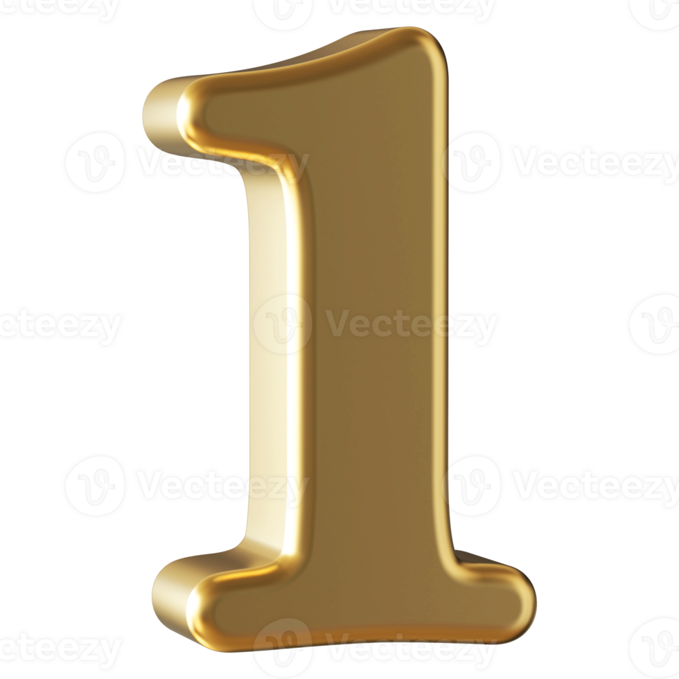 Gold 3D Number 1 png