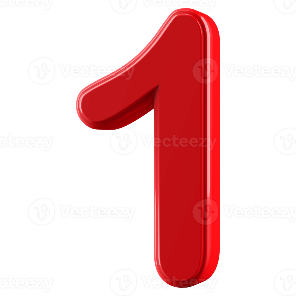 Red 3D Number 1 png
