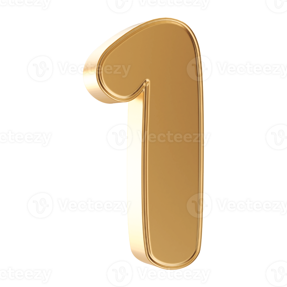 Gold 3D Number 1 png