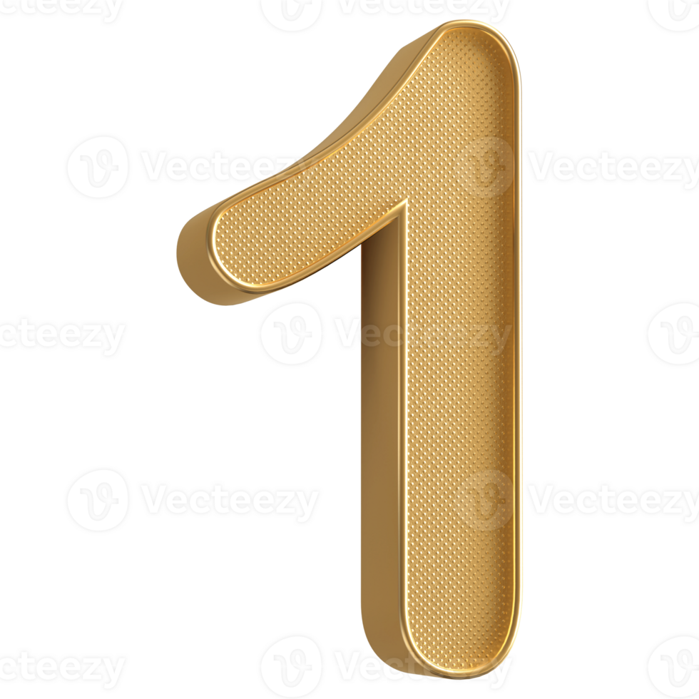 Gold 3D Number 1 png