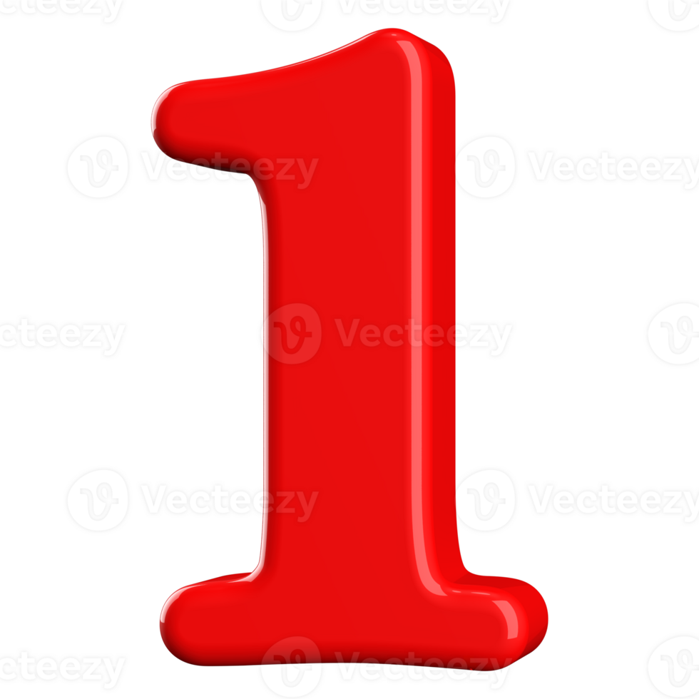 Red 3D Number 1 png