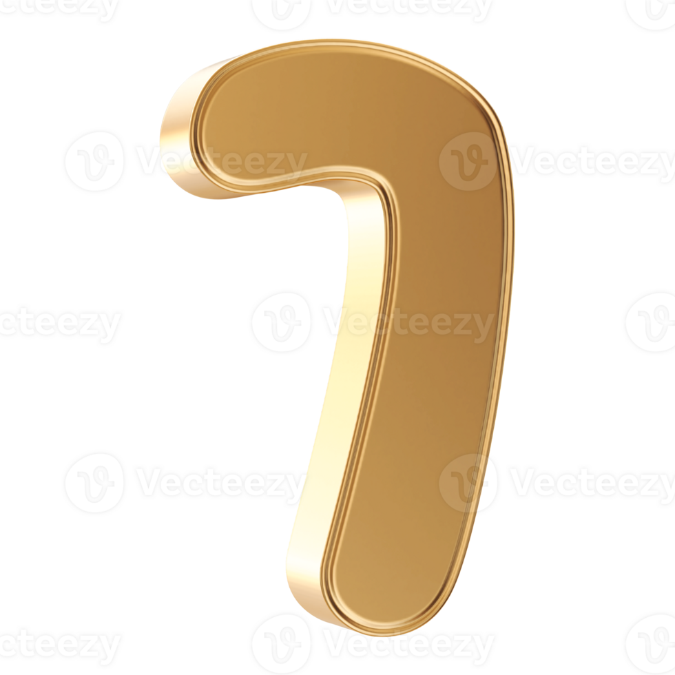 Gold 3D Number 7 png