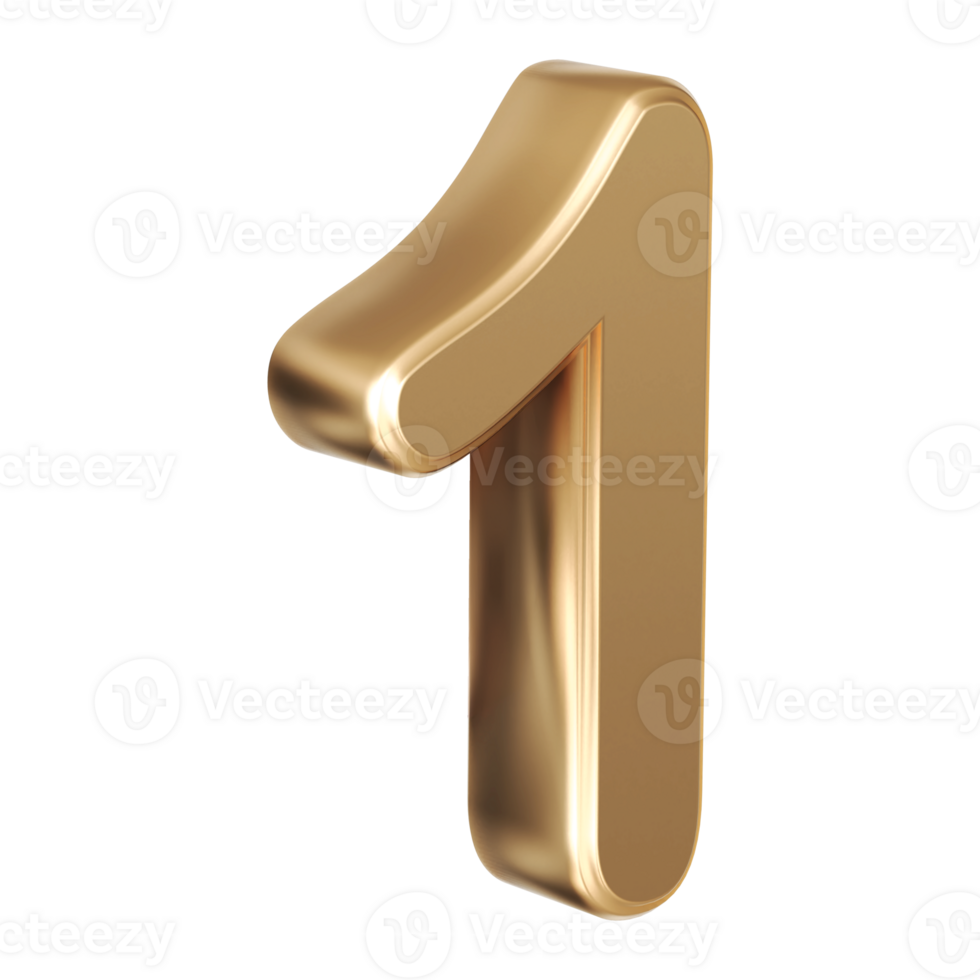 Gold 3D Number 1 png