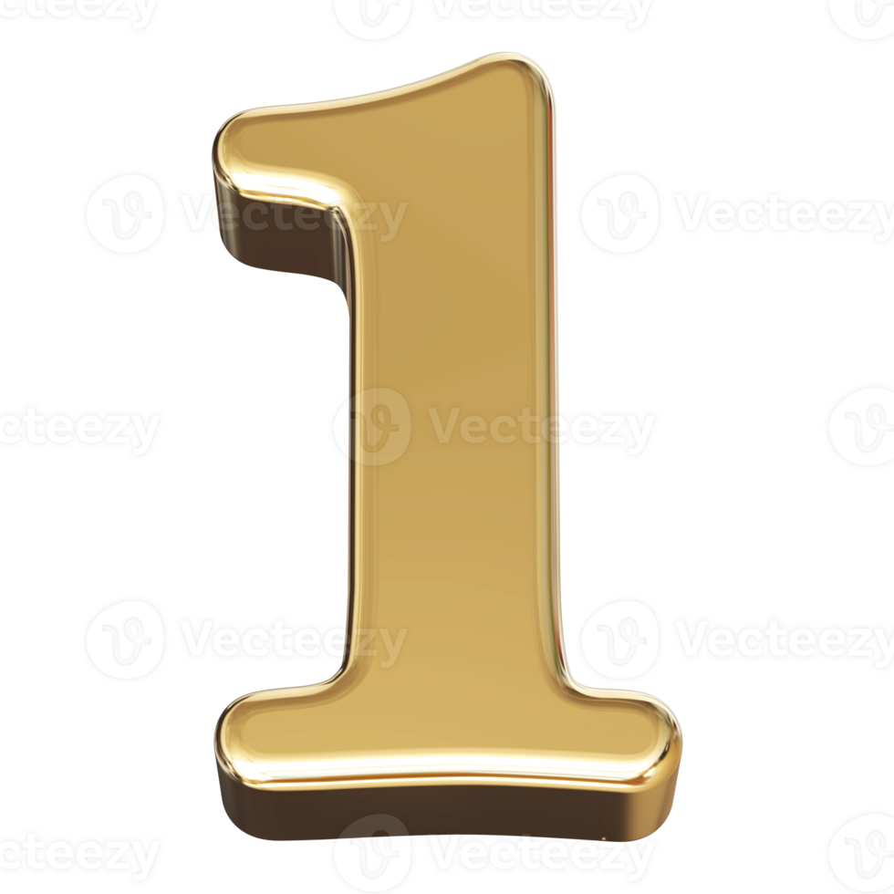 Gold 3D Number 1 png