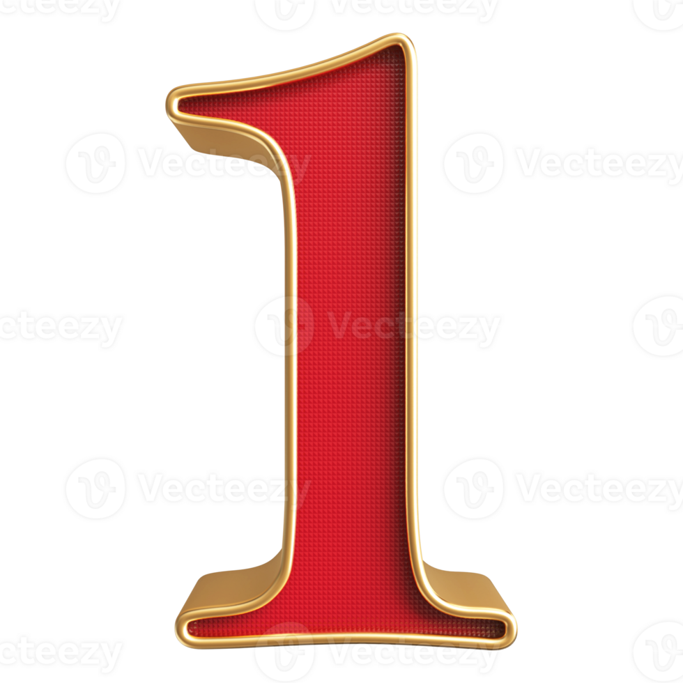 Red 3D Number 1 png
