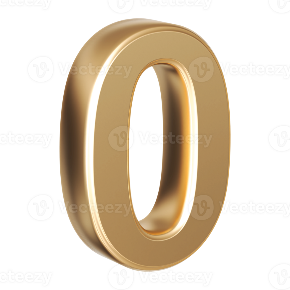 Gold 3D Number 0 png