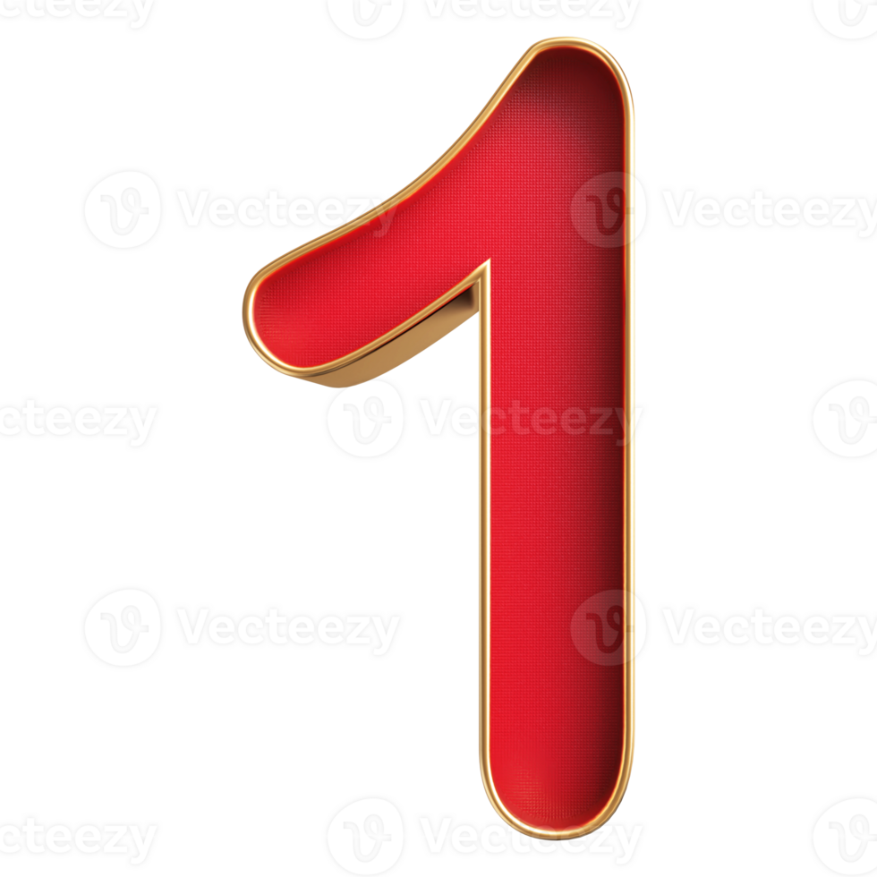 rouge 3d nombre 1 png