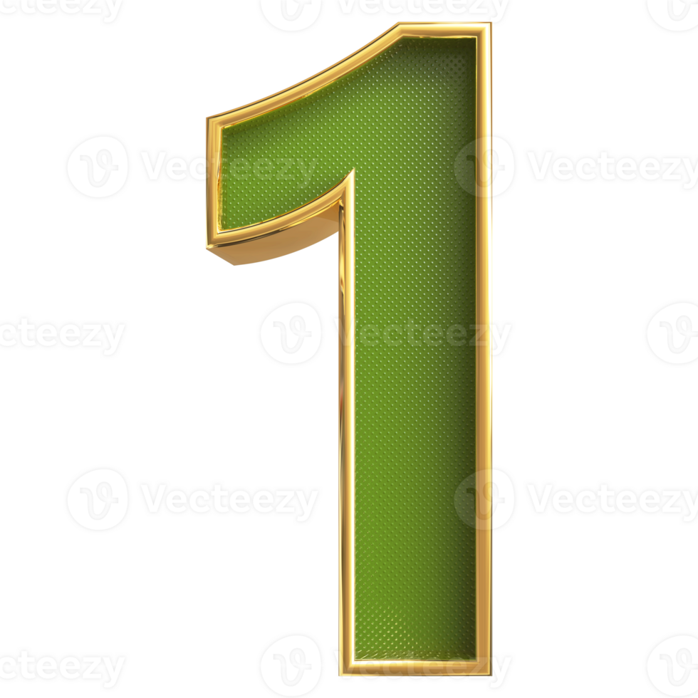 Green 3D Number 1 png