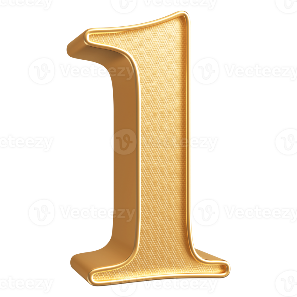 Gold 3D Number 1 png