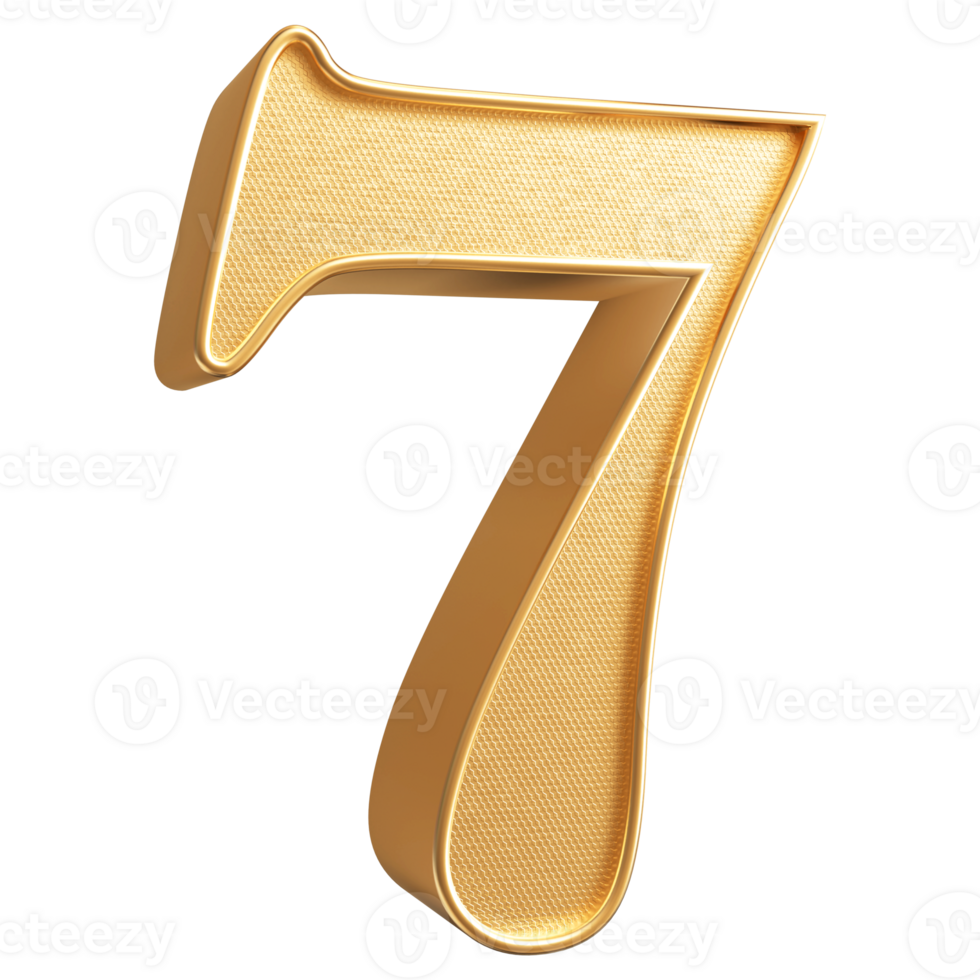 Gold 3D Number 7 png