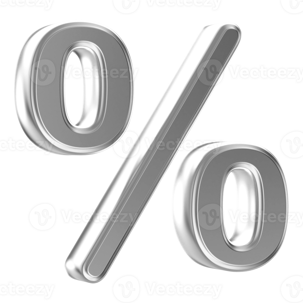 Silver 3D Percent Symbol png