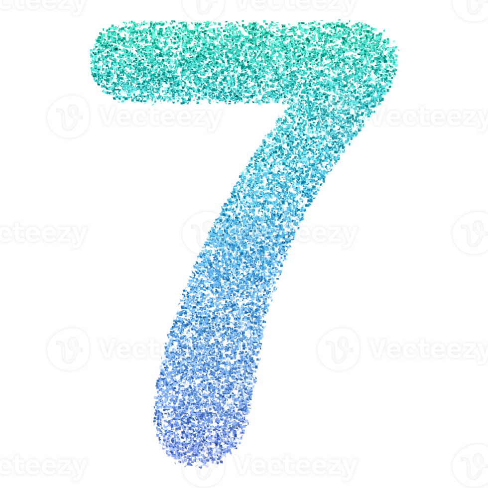 Gradient Glitter Number 7 png