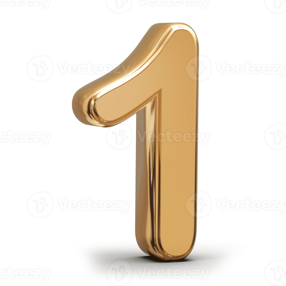 Gold 3D Number 1 png