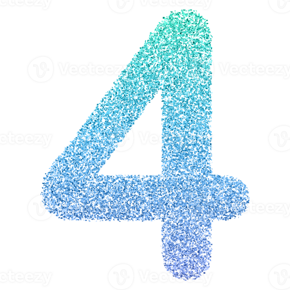 Gradient Glitter Number 4 png