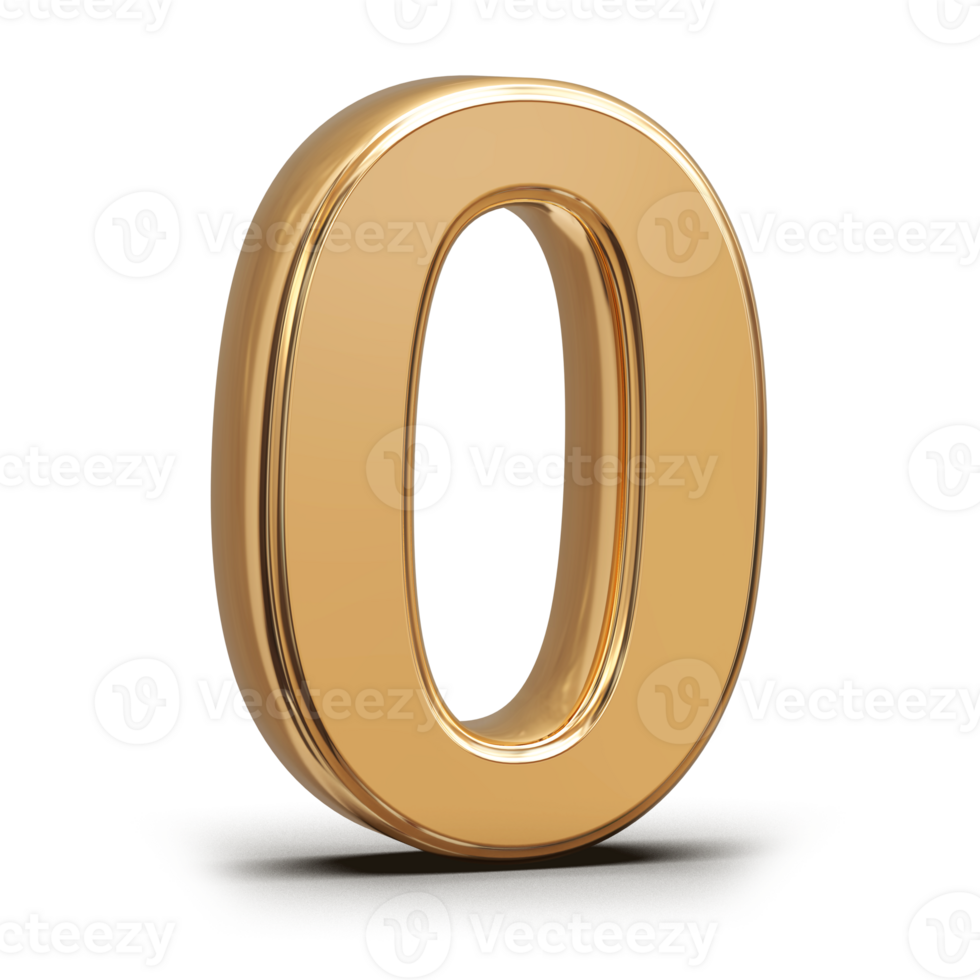 Gold 3D Number 0 png