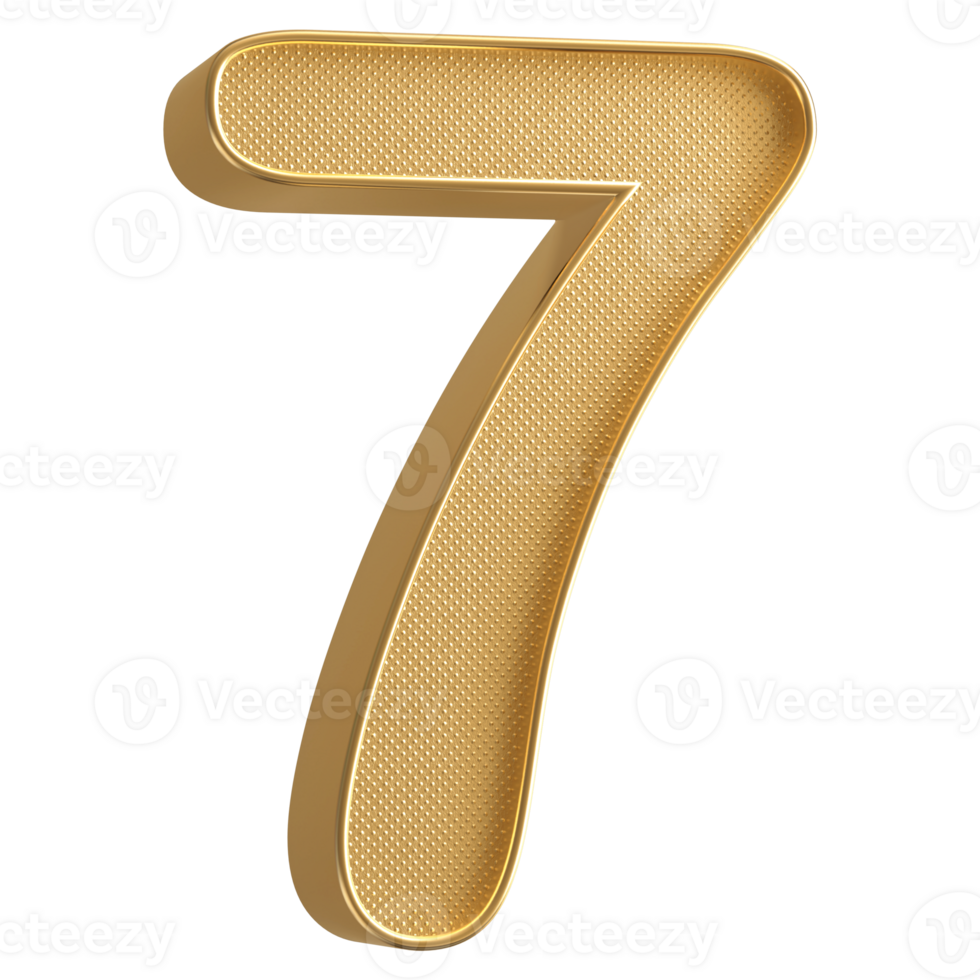 Gold 3D Number 7 png