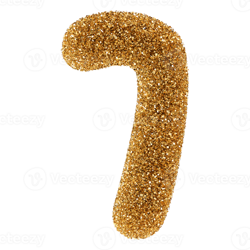 Golden Glitter 3D Number 7 png