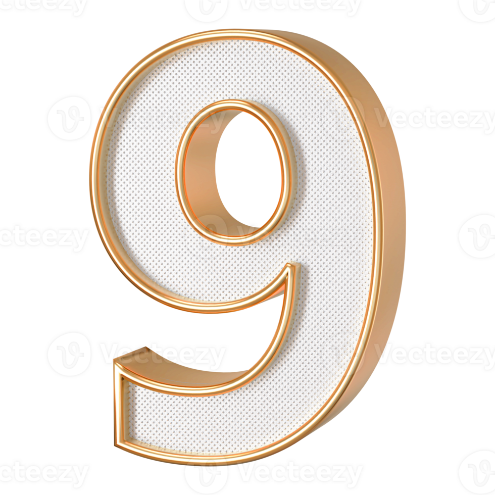 Gold 3D Number 9 png