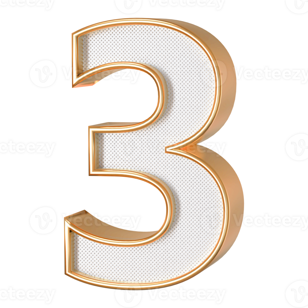 Gold 3D Number 3 png