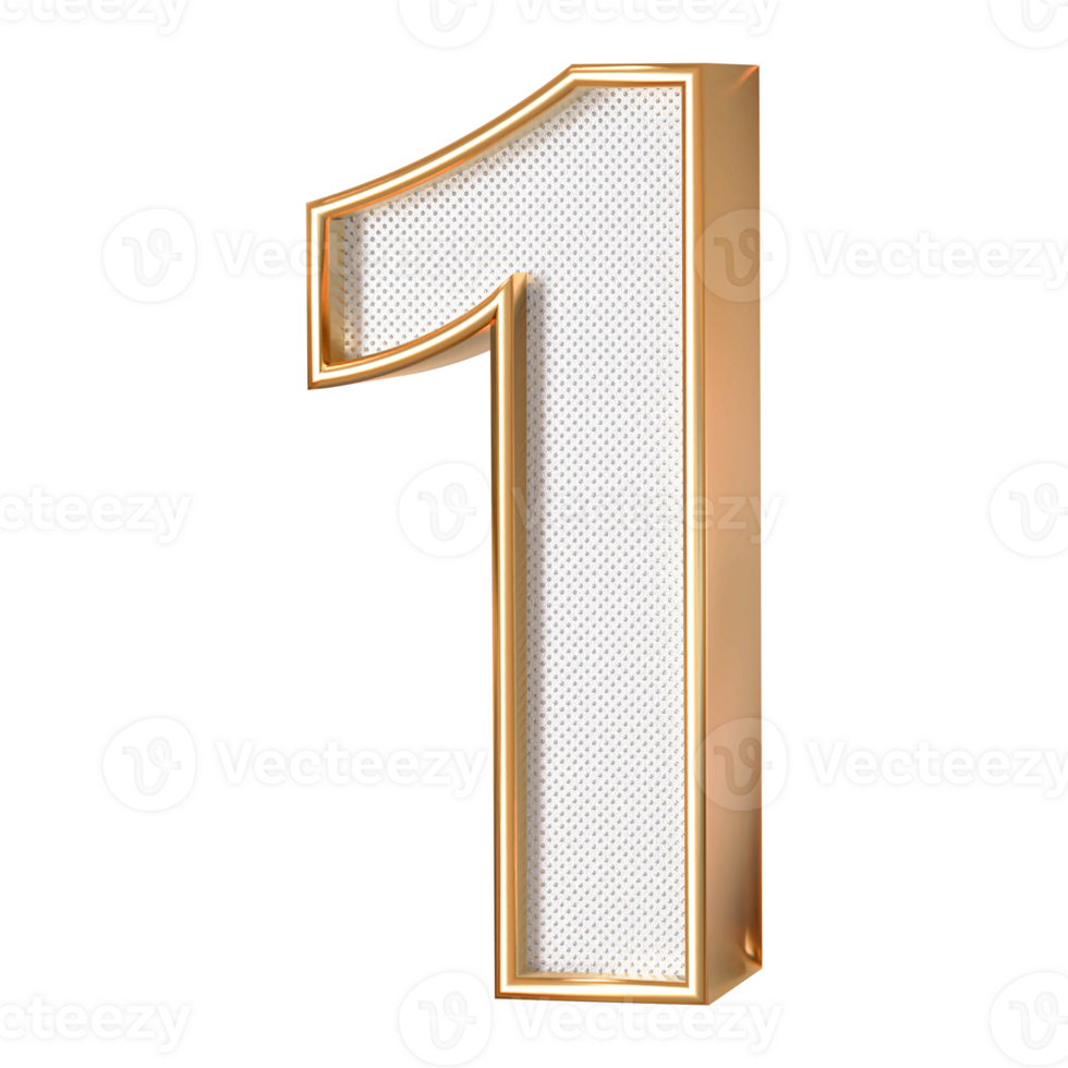 Gold 3D Number 1 png