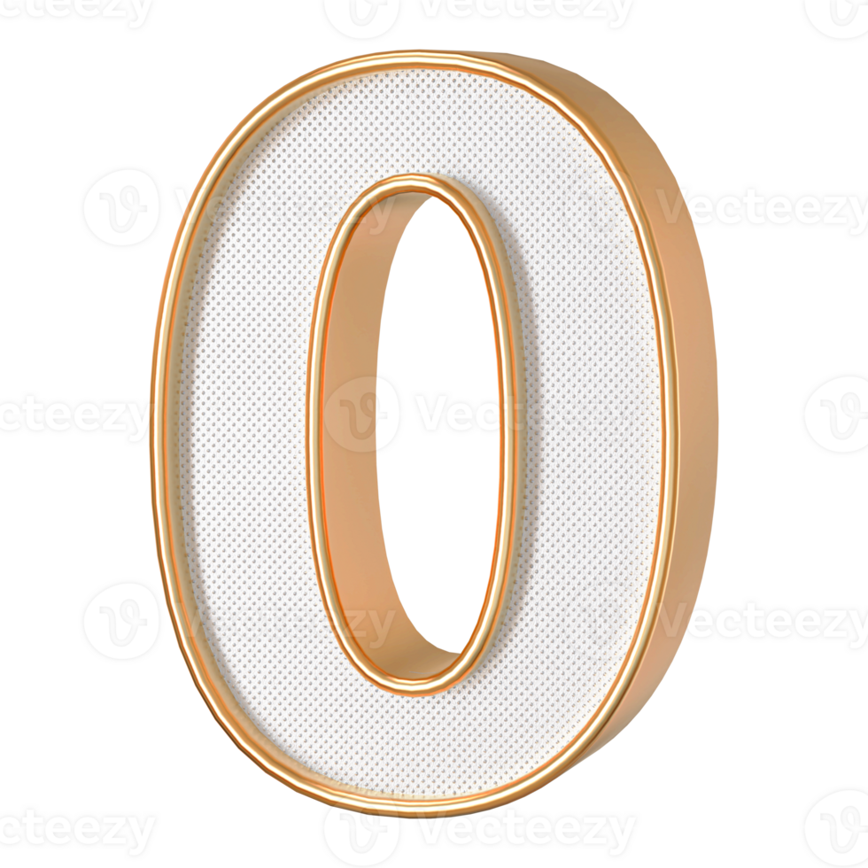 Gold 3D Number 0 png