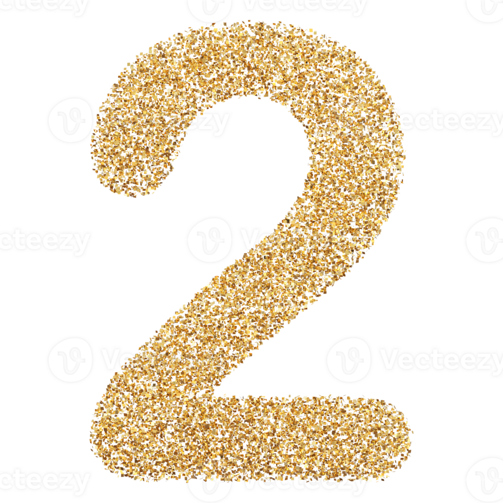 Golden Glitter Number 2 png
