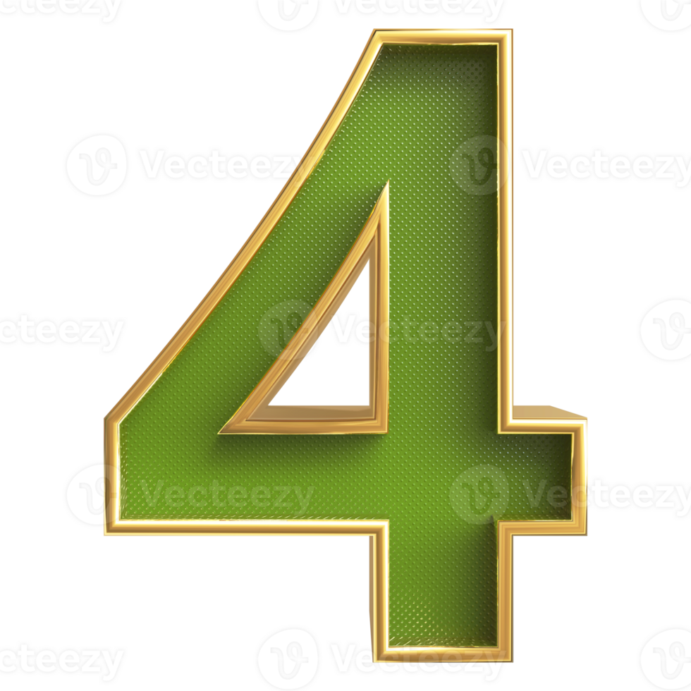 Green 3D Number 4 png