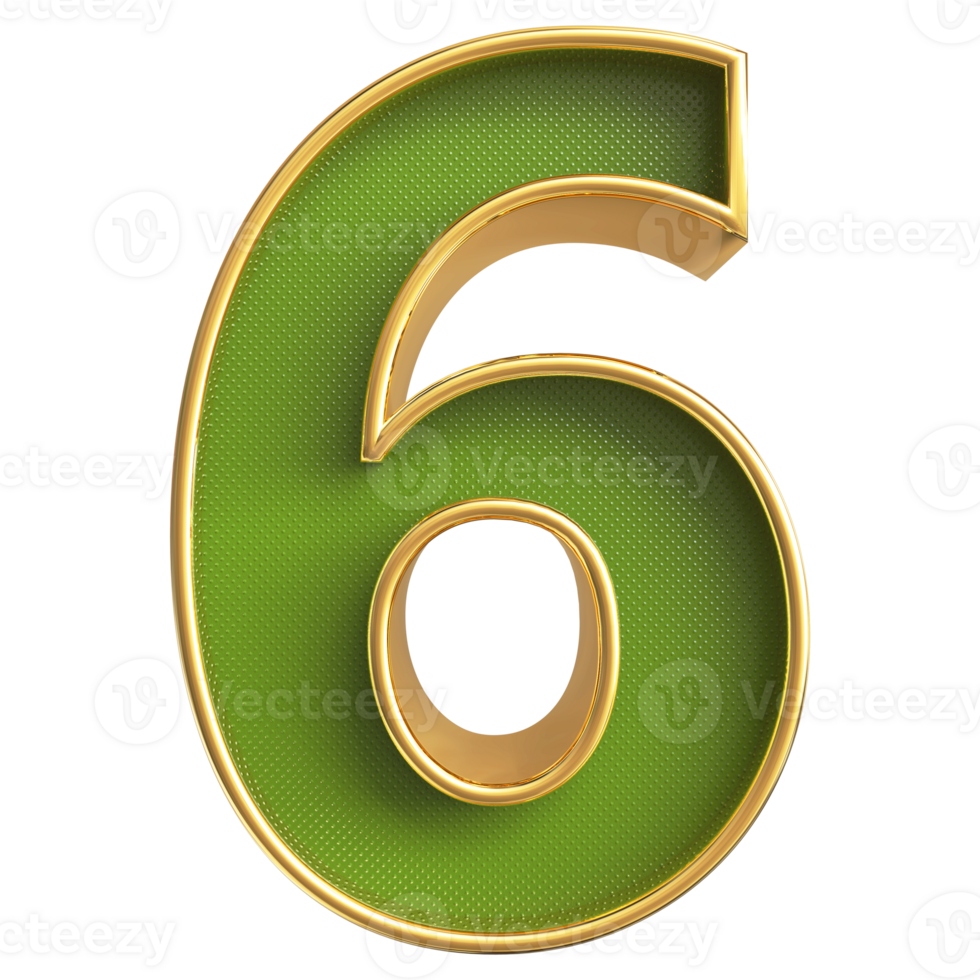 Green 3D Number 6 png