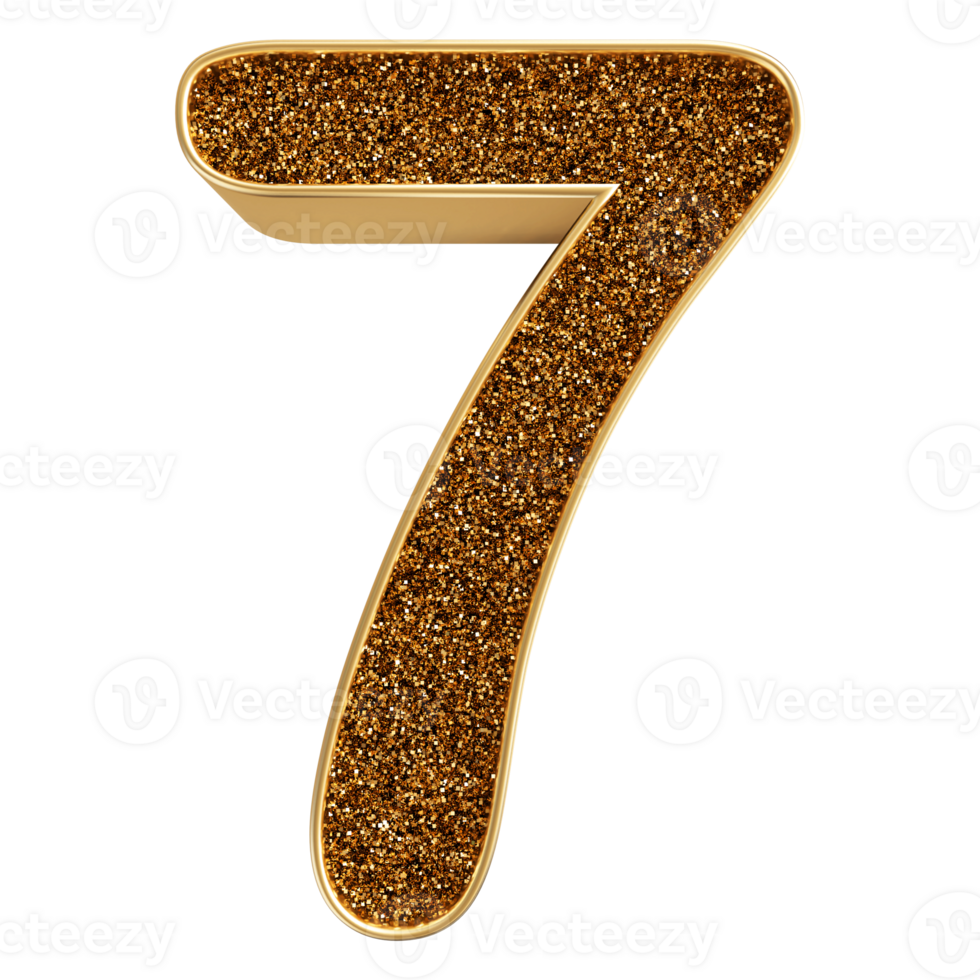 Gold 3D Number 7 png