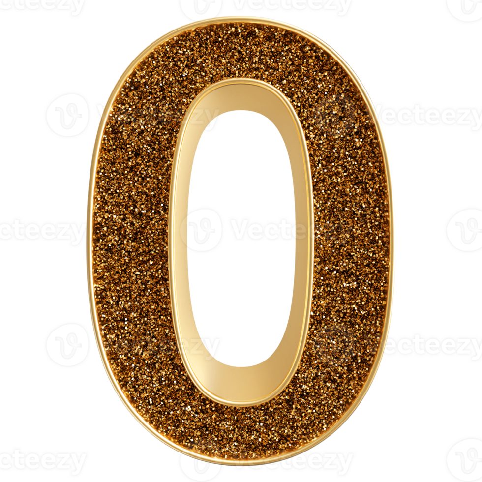 Gold 3D Number 0 png