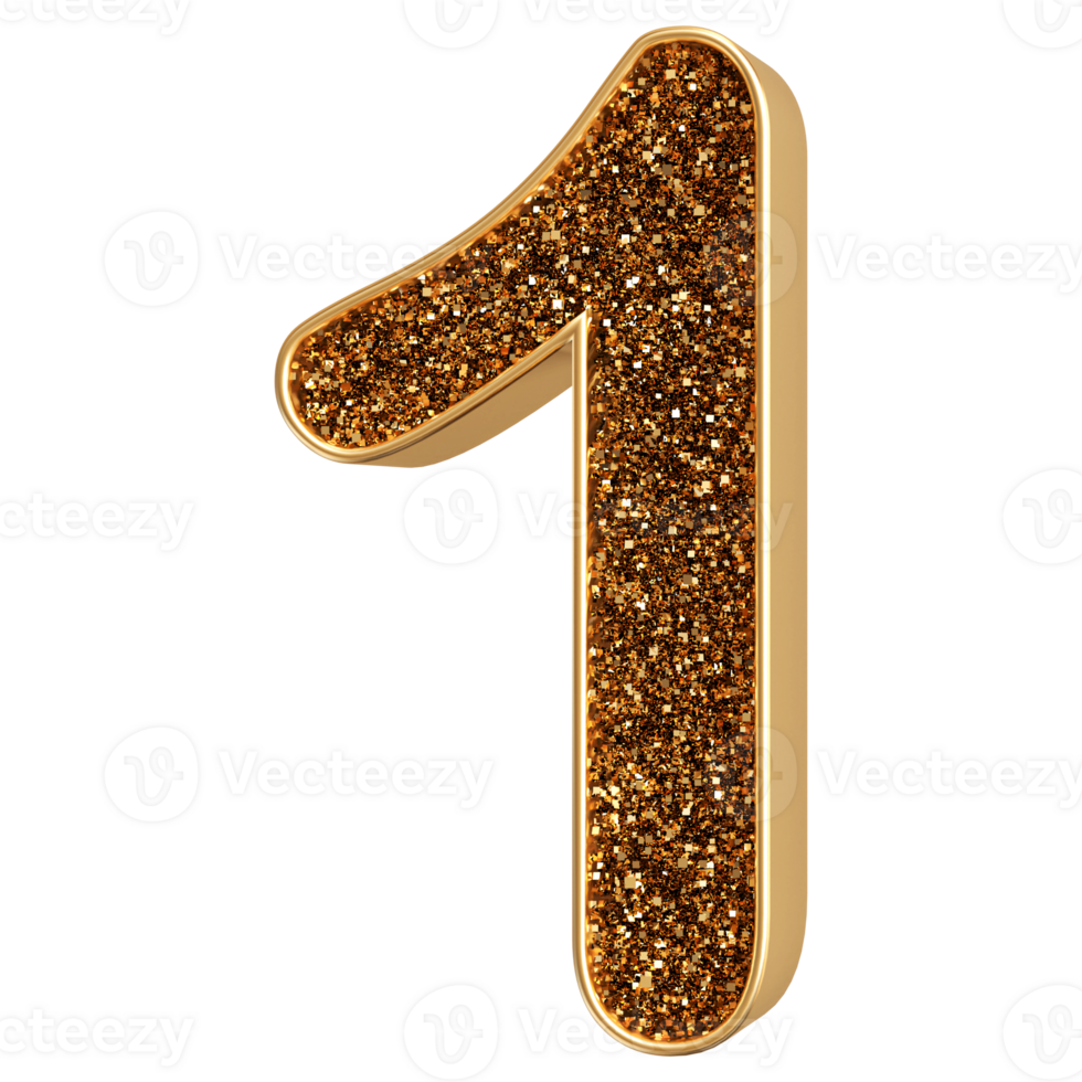 Gold 3D Number 1 png