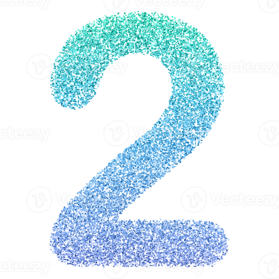 Gradient Glitter Number 2 png