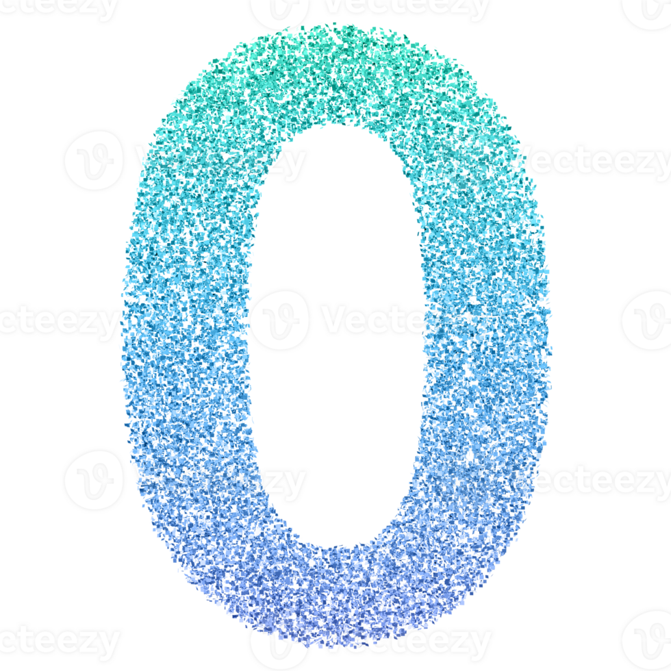 Gradient Glitter Number 0 png