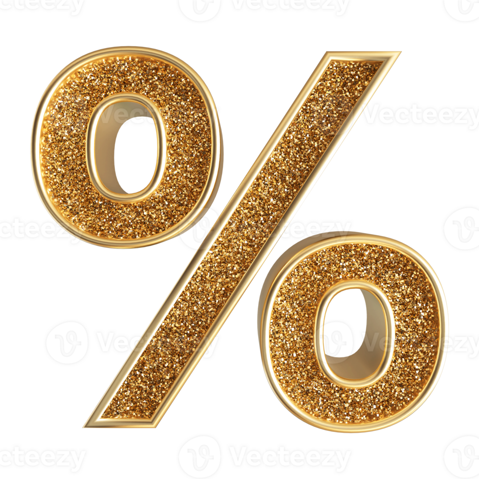 Gold 3D Percent Symbol png