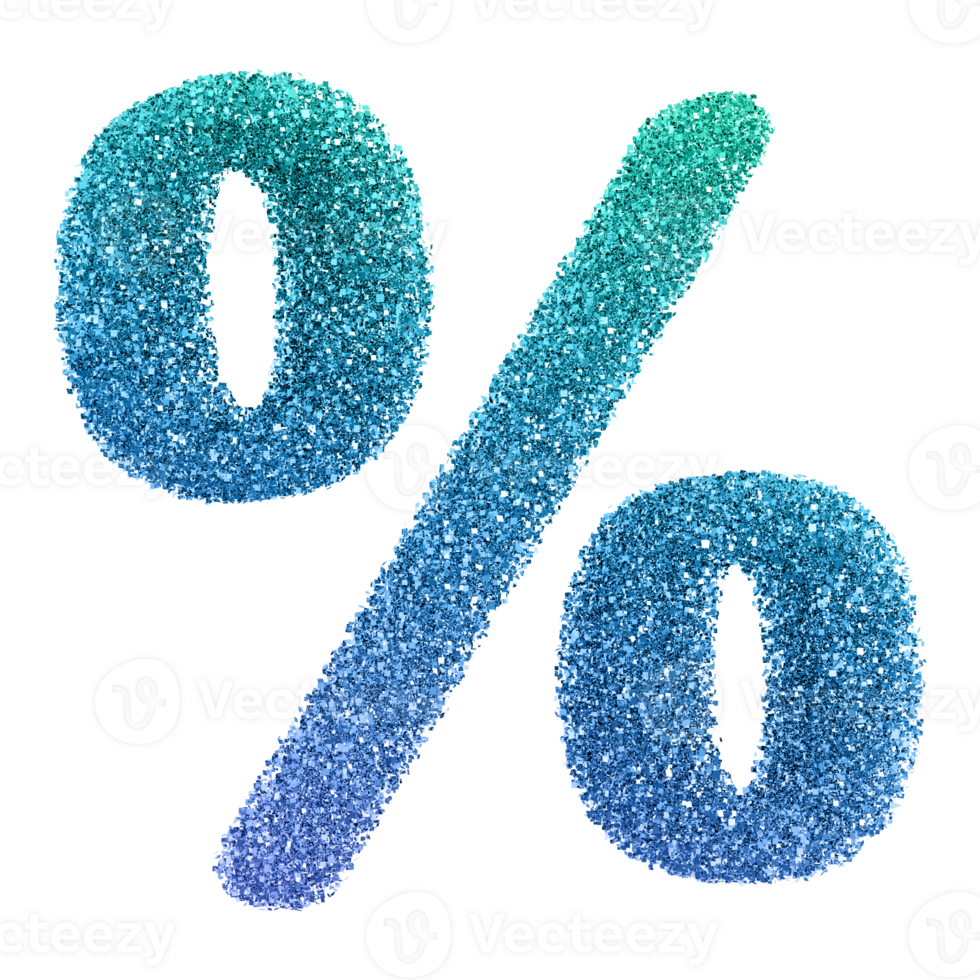 Gradient Glitter 3D Percent Symbol png