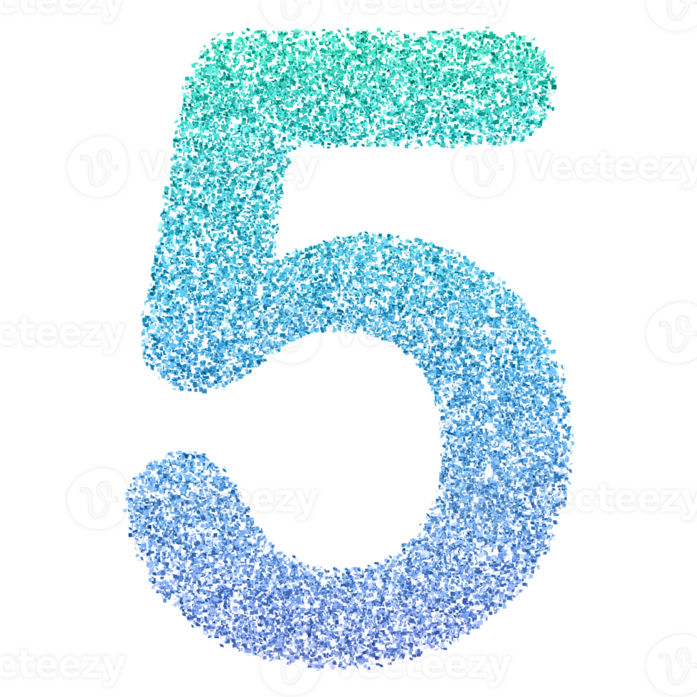 Gradient Glitter Number 5 png
