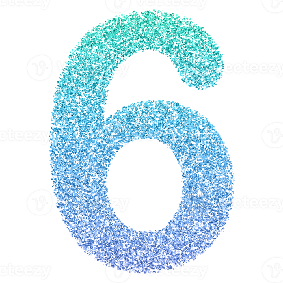 Gradient Glitter Number 6 png
