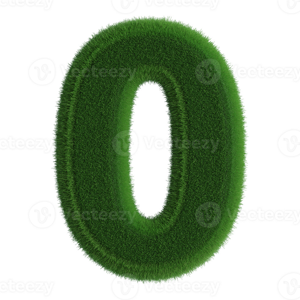Grass Green 3D Number 0 png