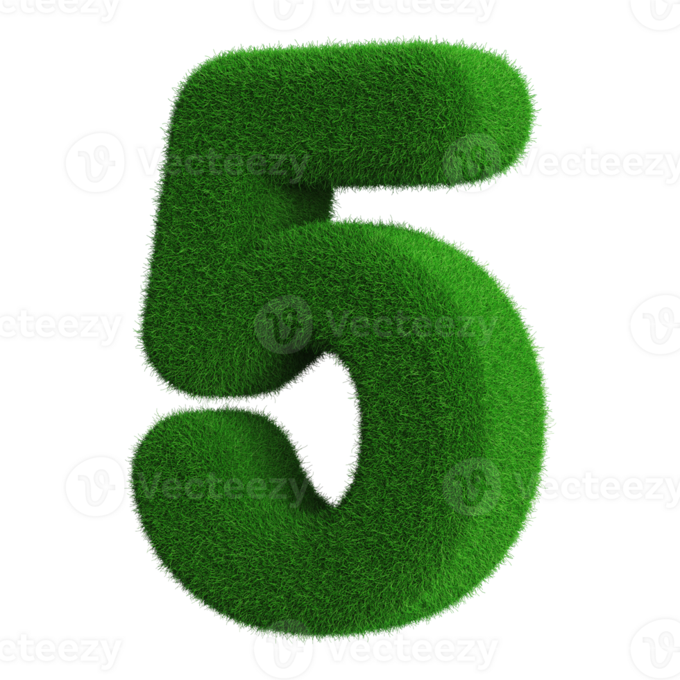 Grass Green 3D Number 5 png
