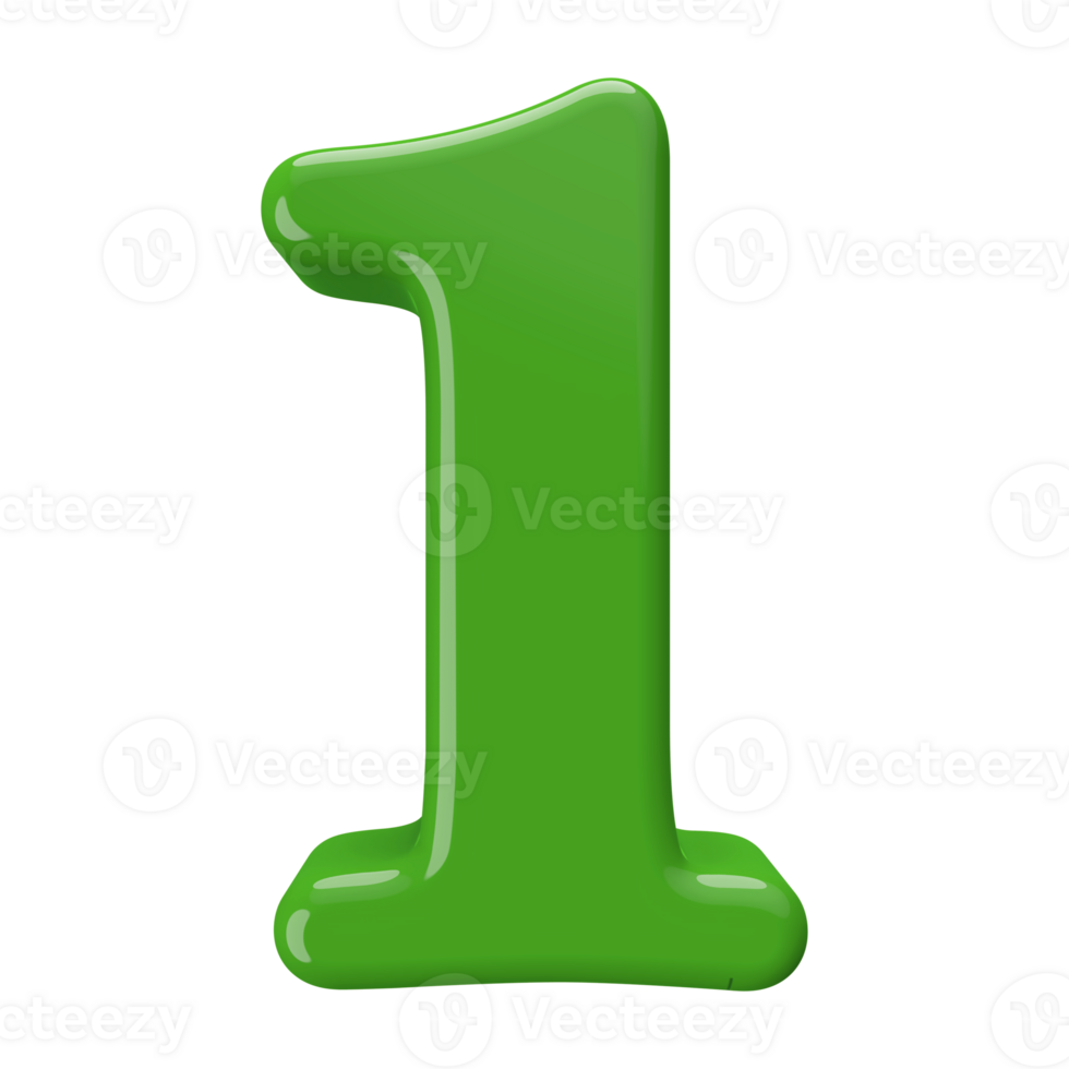Green 3D Number 1 png