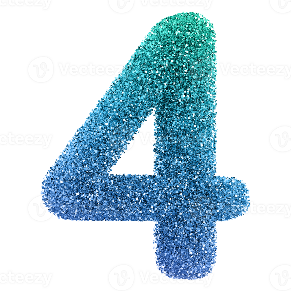 Gradient Glitter 3D Number 4 png