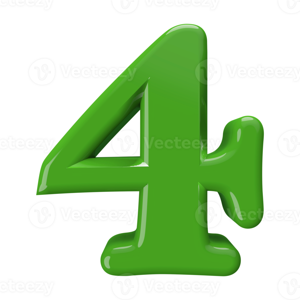 Green 3D Number 4 png