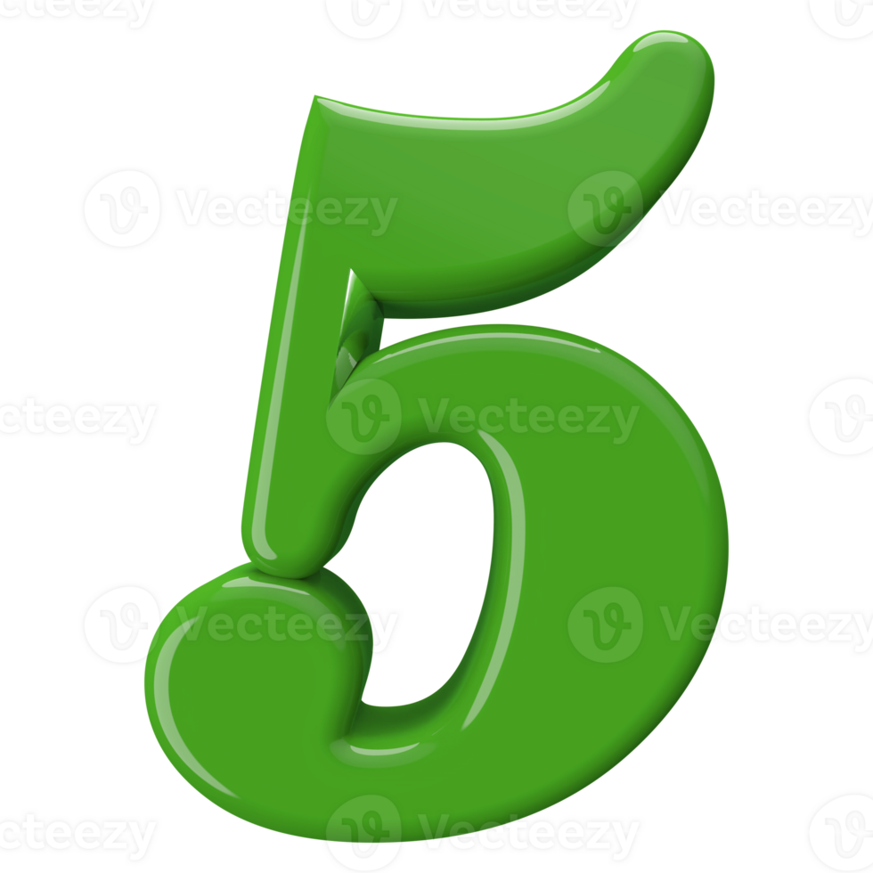 Green 3D Number 5 png