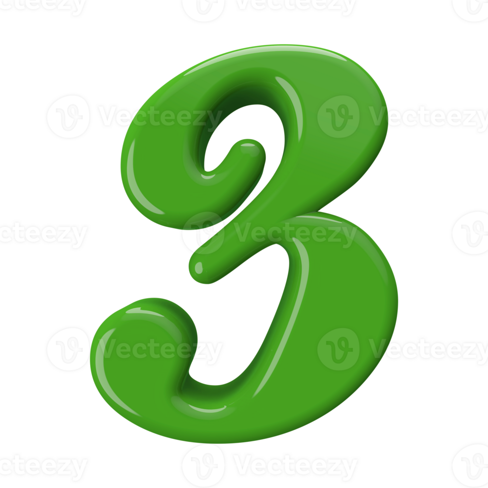 Green 3D Number 3 png