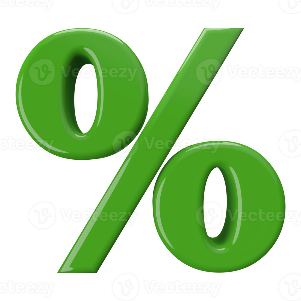 Green 3D Percent Symbol png