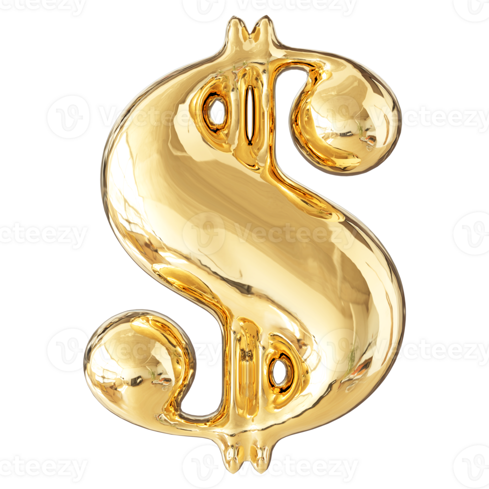 Gold Bubble 3D Dollar Symbol png