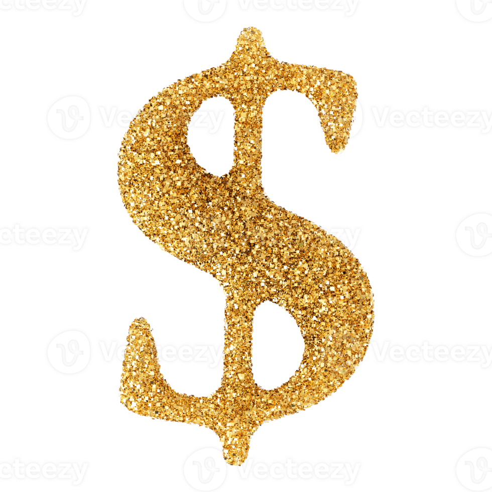 Golden Glitter 3D Dollar Symbol png