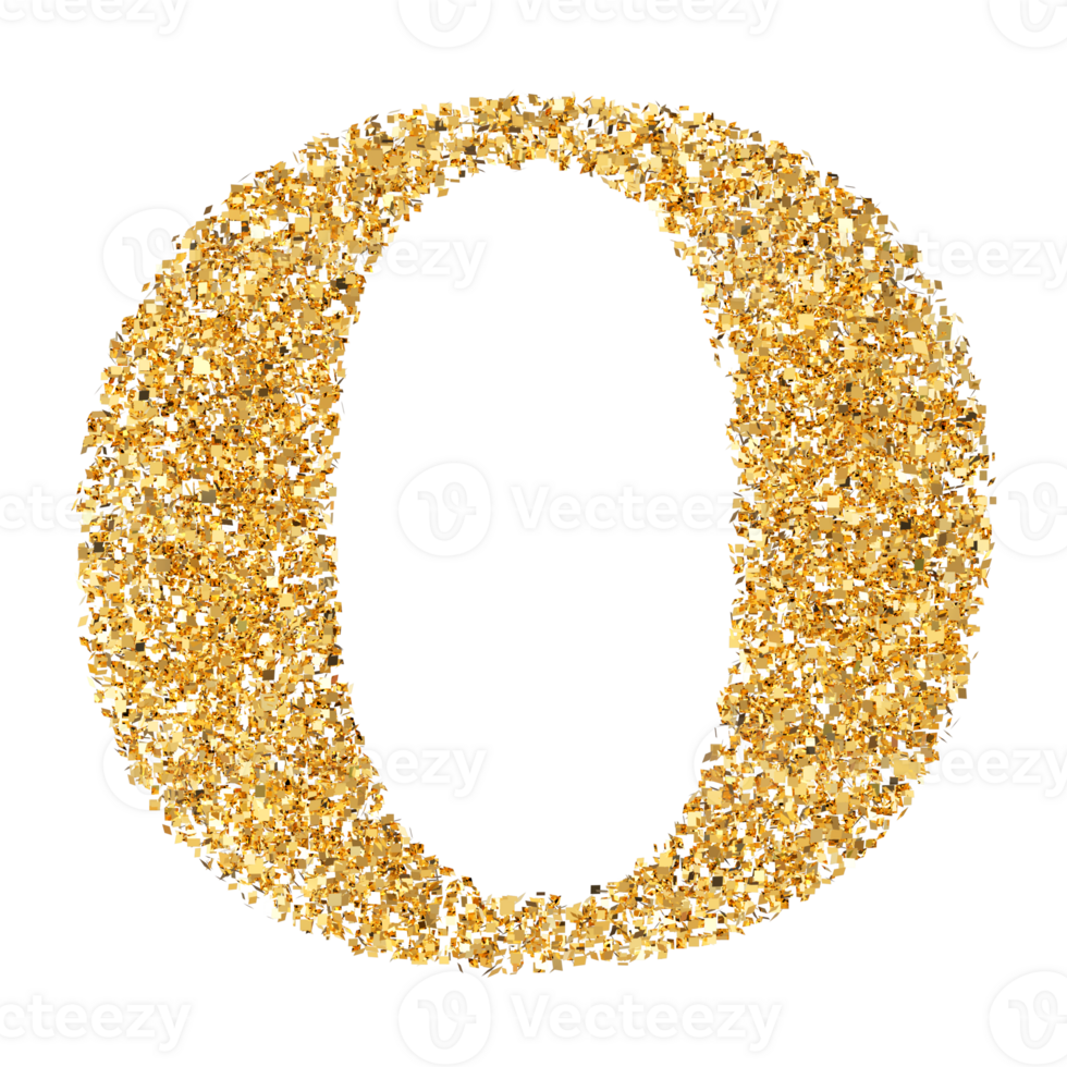 Golden Glitter 3D Number 0 png