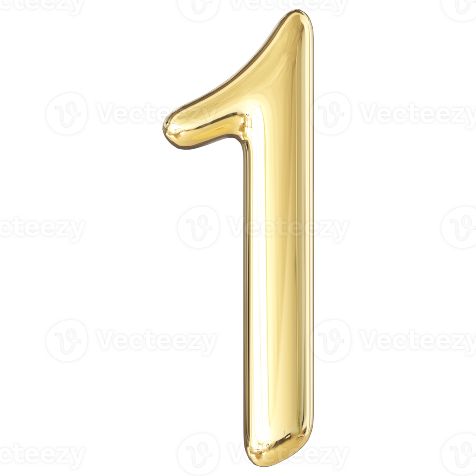Golden 3D Number 1 46646086 PNG